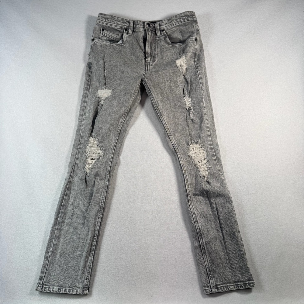 Empyre Jeans Mens 32 Gray Skinny Verge Mid Rise Stretch Distressed